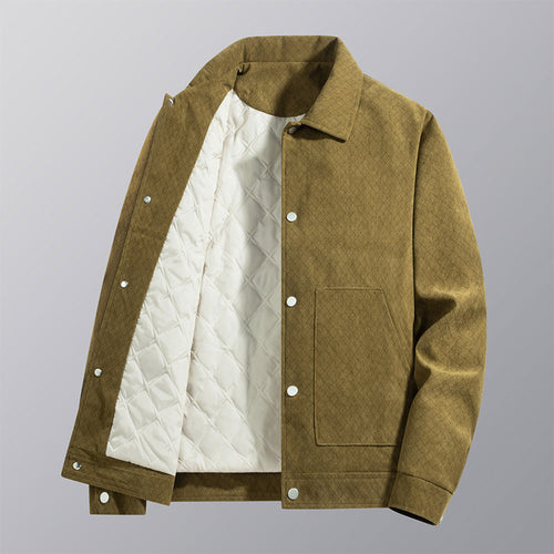 Men's quilted-lined corduroy overshirt jacket with snap front and patch pockets – Taviero