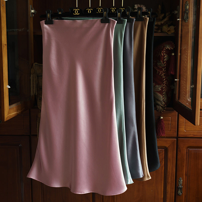 Damen Eleganter Satin-Midirock Echoarchiv