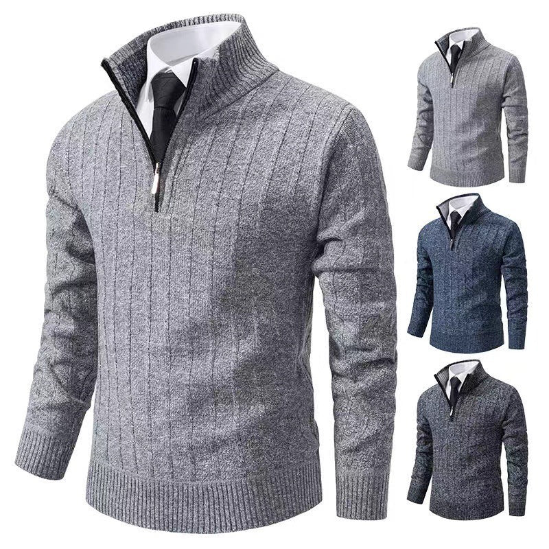 Herren modischer Strickpullover mit Reißverschluss und hohem Kragen Echoarchiv