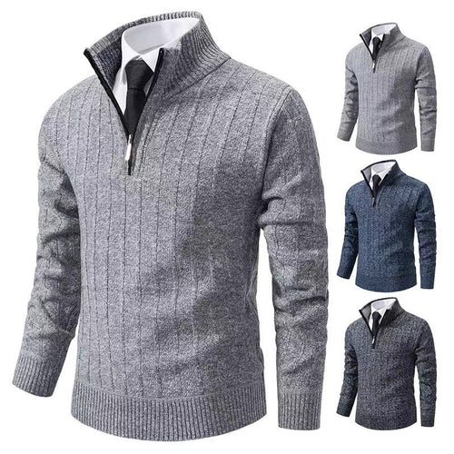 Herren modischer Strickpullover mit Reißverschluss und hohem Kragen Echoarchiv