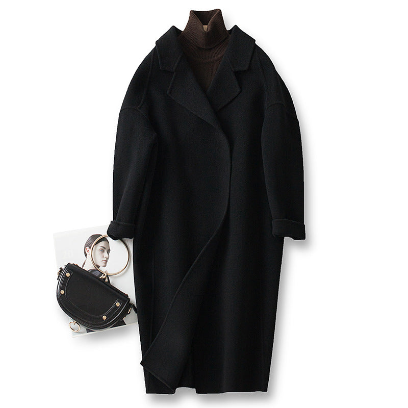 Damen Eleganter Wollmantel mit Abnehmbarer Kapuze Echoarchiv