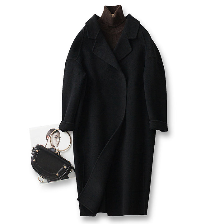 Damen Eleganter Wollmantel mit Abnehmbarer Kapuze Echoarchiv