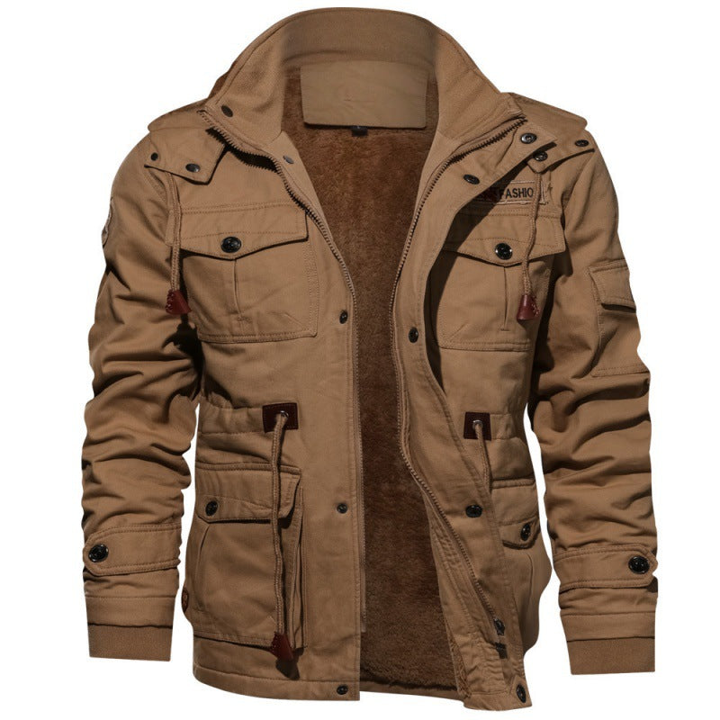 Herren nan gefütterte Canvas-Fieldjacke mit Teddyfutter, Kapuze und multifunktionalen Taschen Echo Archiv