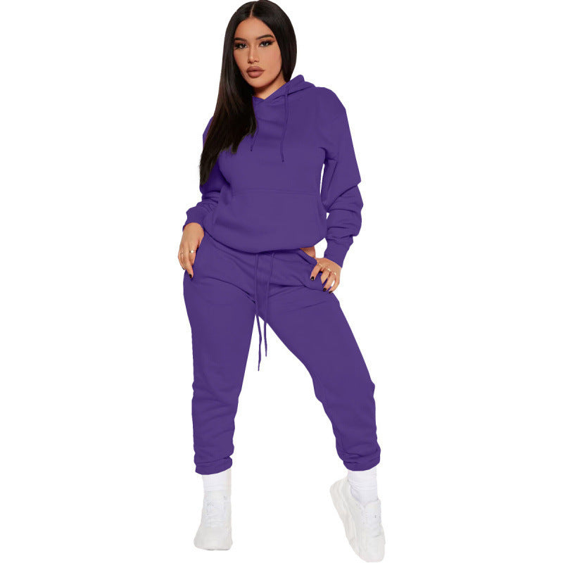 Damen zweiteiliges Lounge-Set mit Kapuzenpullover und High-Waist Jogginghose aus weichem French Terry – Avérine