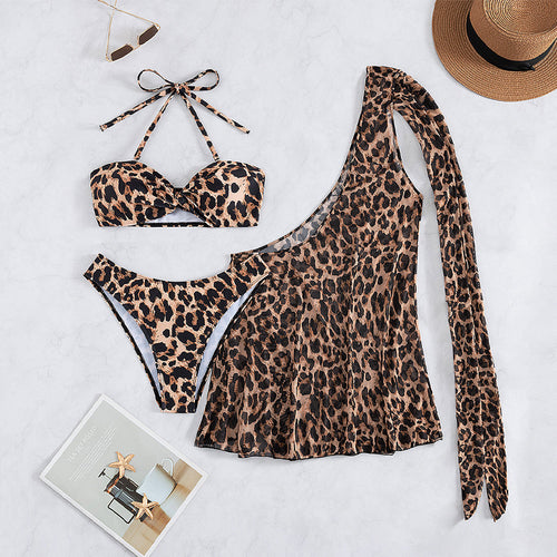 Damen Bikini-Set mit asymmetrischem Oberteil und tierischen Muster Echo Archiv