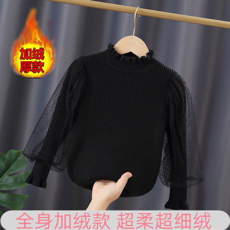 Mädchen elegantes Pullover mit transparenter Spitzenärmel Echo Archiv