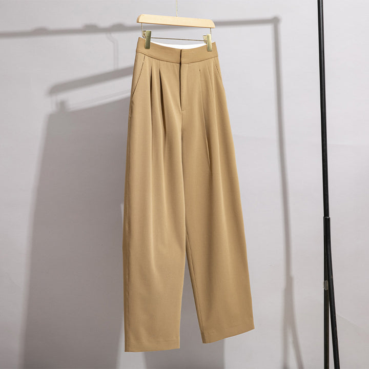 Damen Hochtaillierte Plissee-Bundhose mit weitem Bein Echoarchiv