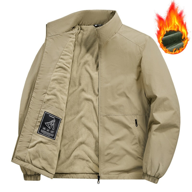 Herren Fleecegefütterte Windjacke mit Stehkragen, Thermofutter & verdeckten Reißverschlusstaschen Echoarchiv