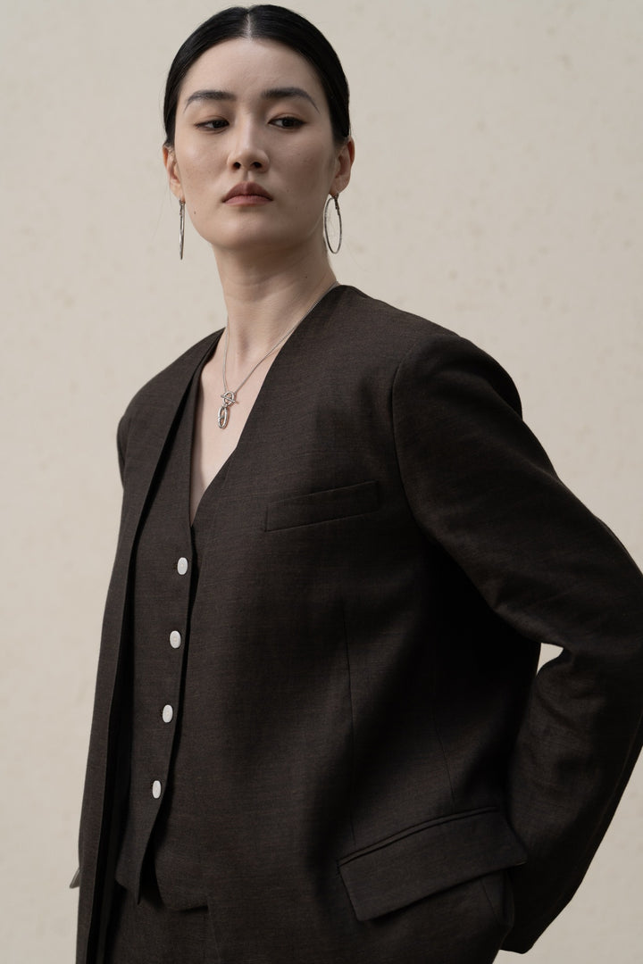 Damen Maßgeschneiderter Leinen-Blazer – Valéne