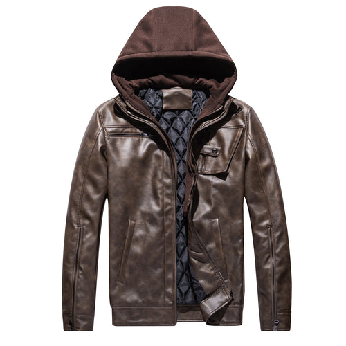 Herren Lederjacke mit herausnehmbarem Kapuzenfutter Echoarchiv