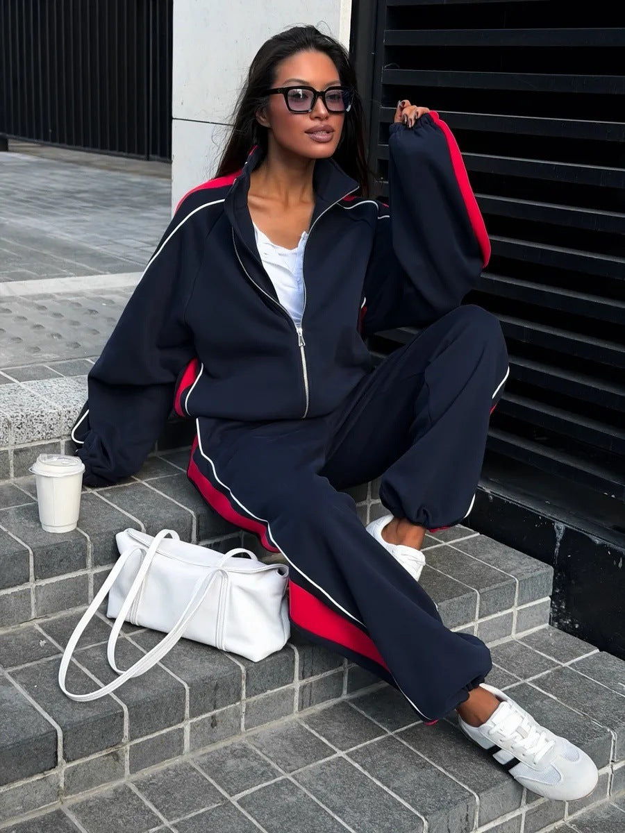 Damen Zweiteiliges Lounge-Sweatset mit seitlichem Kontraststreifen Echoarchiv