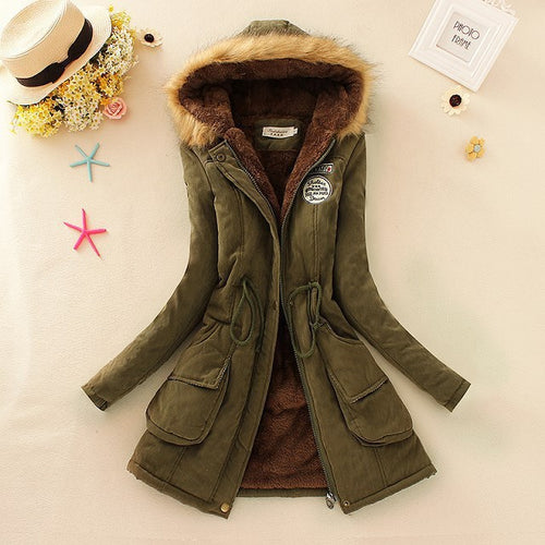 Damen nan gefütterter Parka mit Kunstfellkapuze, Teddyfutter und Taillen-Kordelzug Echo Archiv