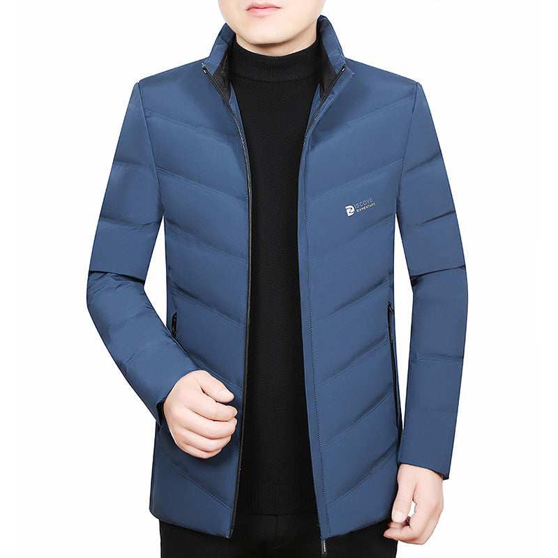 Herren Slim-Fit Reisesteppjacke mit Stehkragen und Chevron-Steppung – Taviero