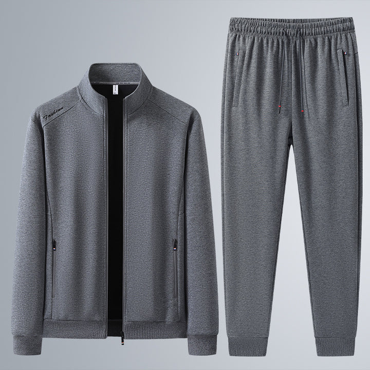 Herren Zweiteiliges Sport-Lounge-Set mit Stehkragen, verdecktem Reißverschluss & Kordelbund Echoarchiv