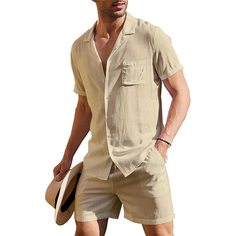 Herren luftiges Kurzarm-Hemd und Shorts Set Echoarchiv