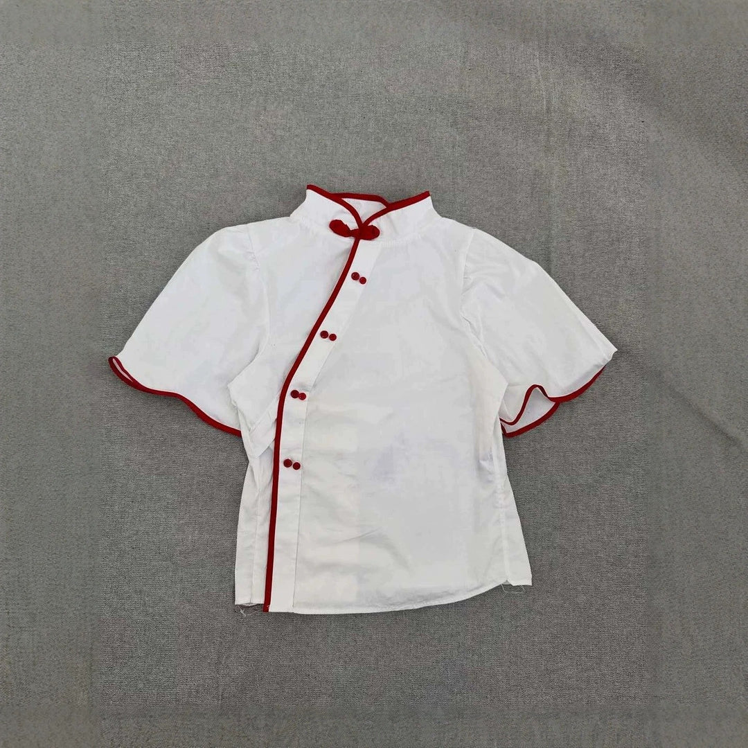 Damen Elegante Chiffon-Bluse mit Stehkragen und Rüschendetails Echo Archiv
