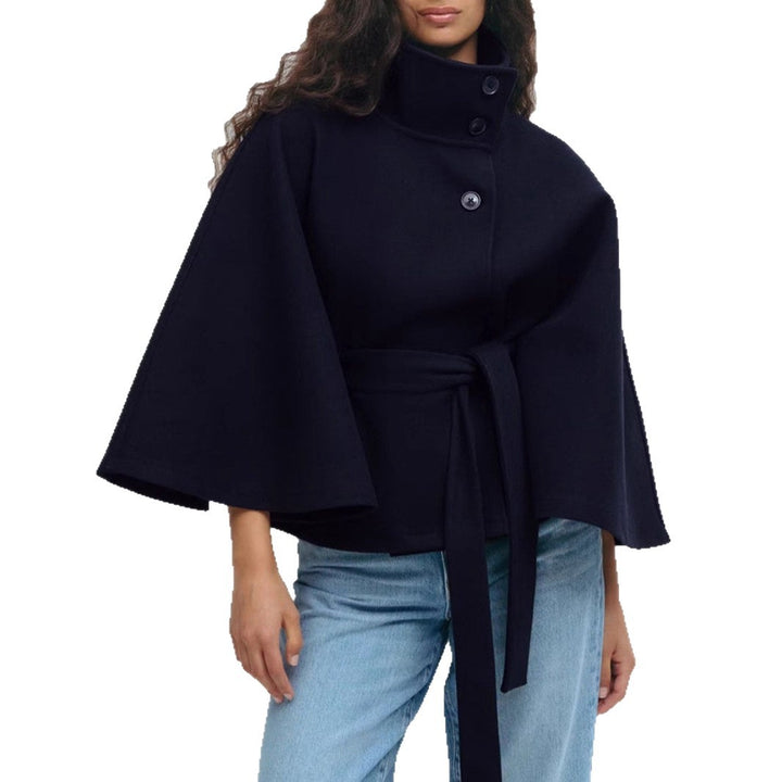 Damen nan kastiges Kurzcape Mantel mit Stehkragen und Bindegürtel Echo Archiv