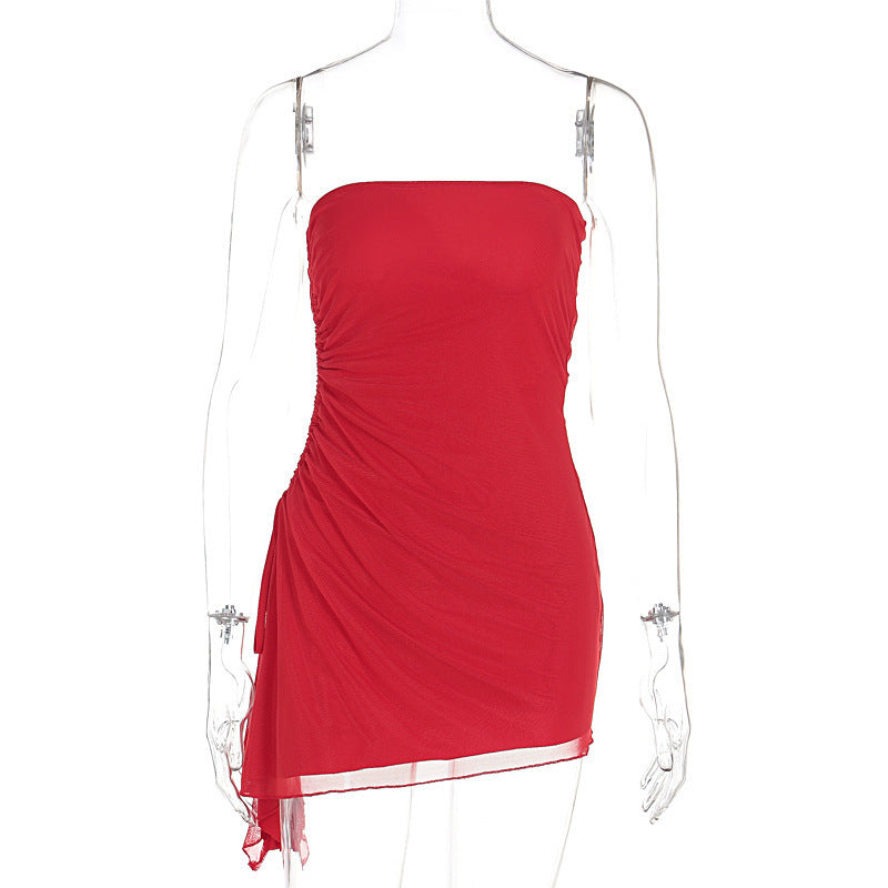 Damen Off-Shoulder Mini-Kleid mit asymmetrischem Saum und Raffung Echo Archiv