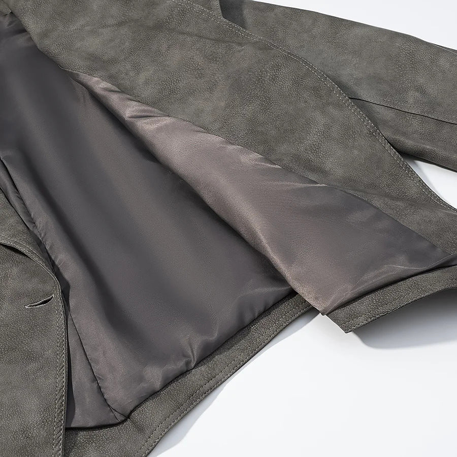 Damen kurzjacke Veloursoptik mit Schalkragen Taillengürtel und Schnürdetail – Célinea