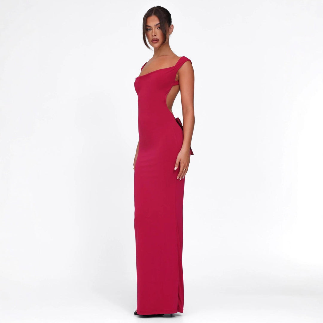 Damen nan körperbetontes Abendkleid mit quadratischem Ausschnitt und breiten Trägern Echo Archiv