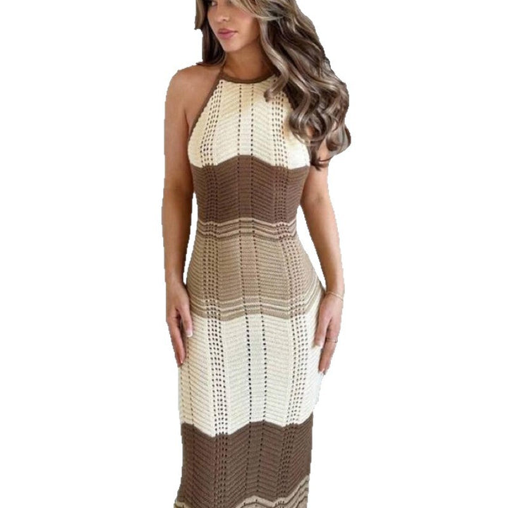 Damen Häkel-Maxikleid mit exklusivem Muster und elegantem Kragen Echo Archiv