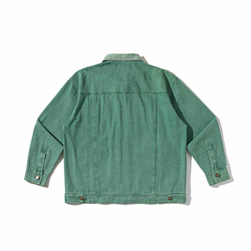 Unisex Kastenförmige Overshirt‑Jacke aus gewaschenem Denim mit Frontreißverschluss und Mehrfachtaschen Echo Archiv
