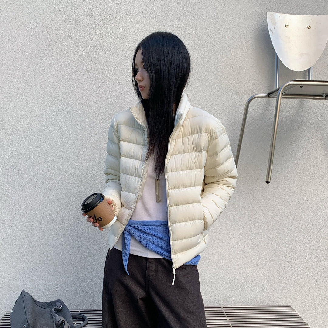 Damen leicht wattierte Steppjacke mit hohem Kragen Echoarchiv
