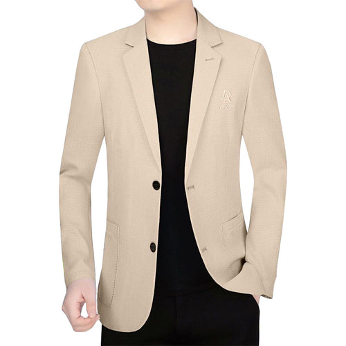 Herren Schmal geschnittenes Einreihiges City-Blazer mit strukturierter Wollmischung – Tianoro