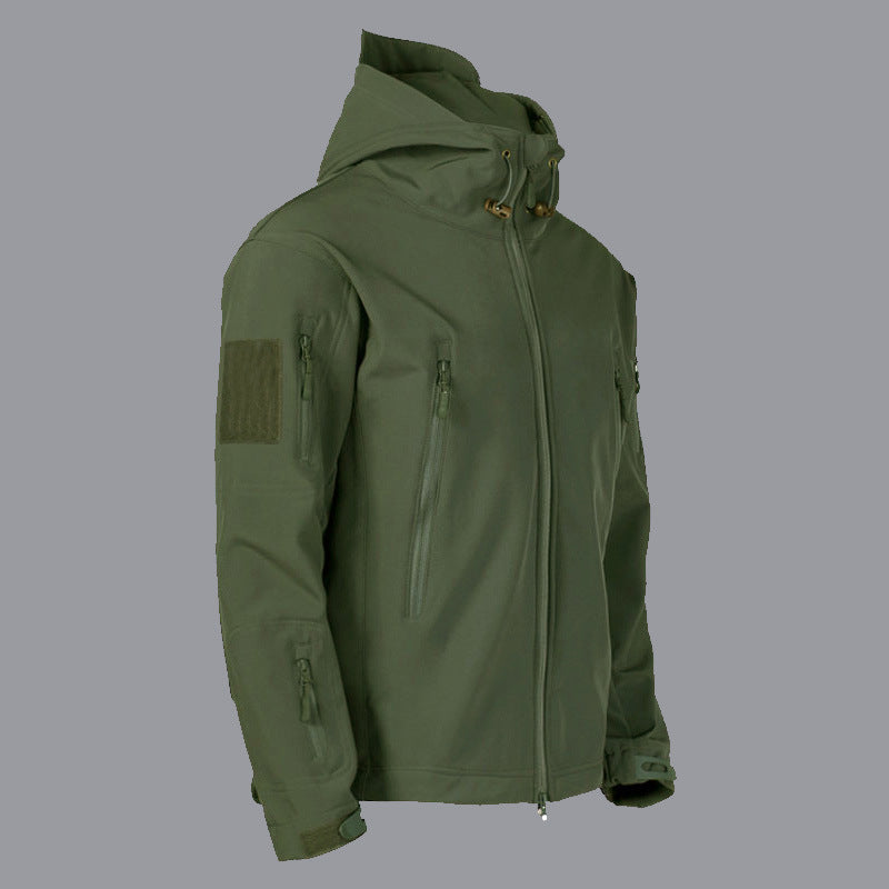 Herren technische Softshell-Jacke mit multifunktionalen Taschen und verstellbarem Kapuzensystem Echoarchiv