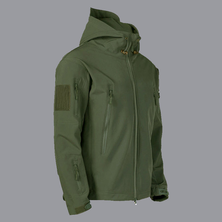 Herren technische Softshell-Jacke mit multifunktionalen Taschen und verstellbarem Kapuzensystem Echoarchiv