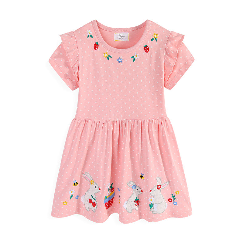 Mädchen Tüllkleid mit niedlichen Hasen- und Blumenstickereien Echo Archiv