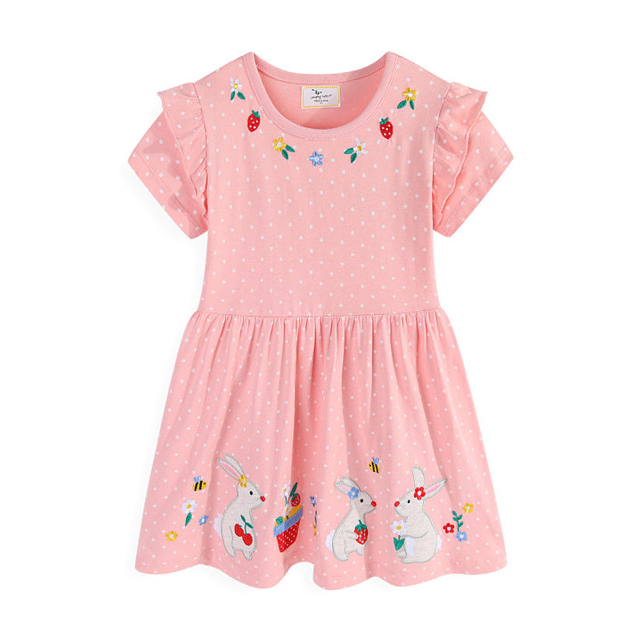 Mädchen Tüllkleid mit niedlichen Hasen- und Blumenstickereien Echo Archiv