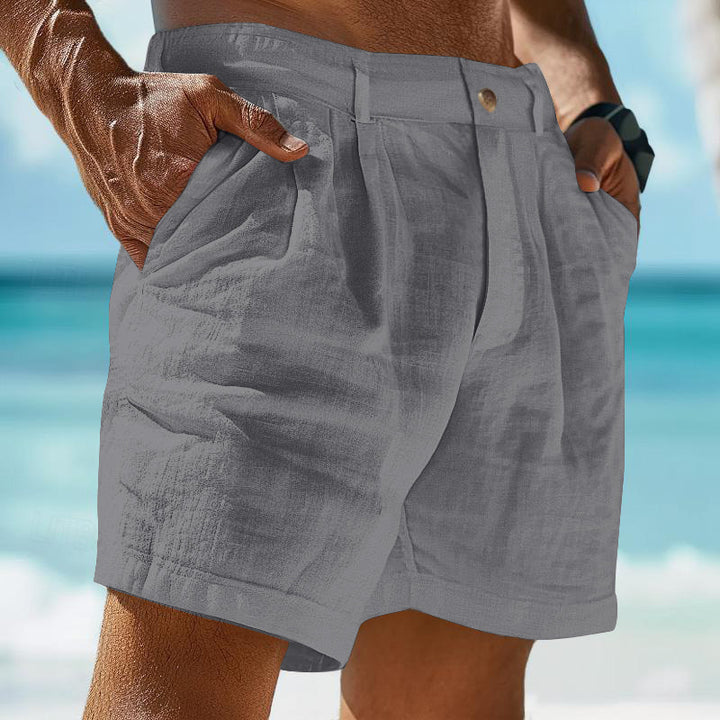 Herren elegante Freizeitshorts aus atmungsaktivem Leinenmix mit praktischen Taschen Echoarchiv