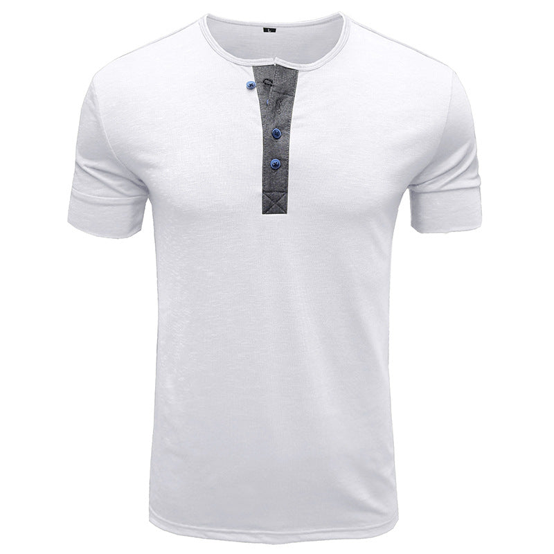 Herren Kurzarm-Henley-Shirt mit stilvollem Knopfdetail Echoarchiv