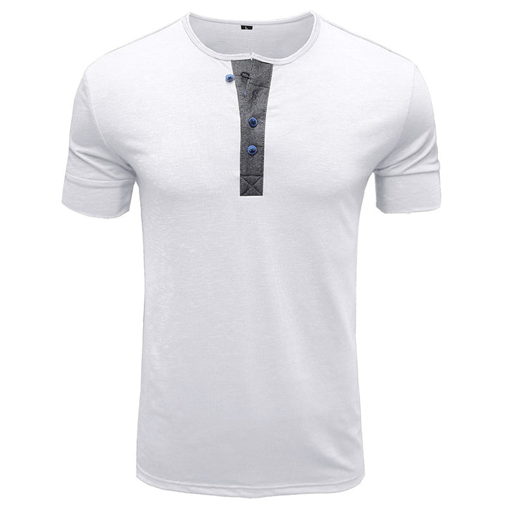 Herren Kurzarm-Henley-Shirt mit stilvollem Knopfdetail Echoarchiv