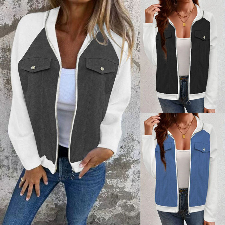 Damen Denim-Mix Blousonjacke mit Reißverschluss und Brusttaschen Echoarchiv