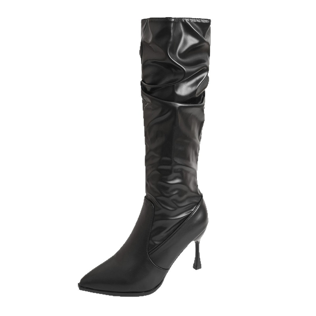 Damen Kniehohe Stiefel mit gerafftem Schaft, spitzer Zehenpartie und schmalem Stiletto-Absatz – Lioré