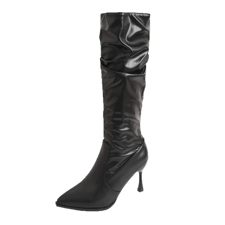Damen Kniehohe Stiefel mit gerafftem Schaft, spitzer Zehenpartie und schmalem Stiletto-Absatz – Lioré