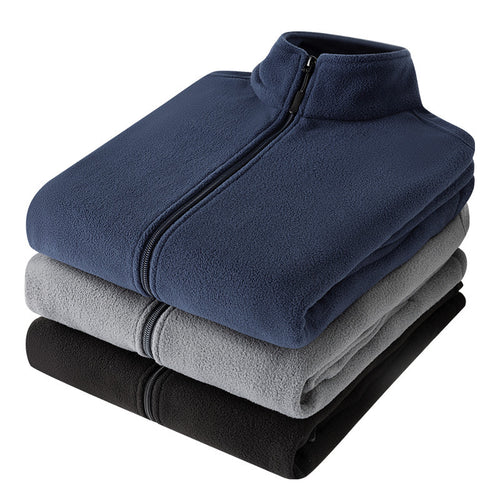 Herren klassische leichte Fleece-Zipjacke mit Stehkragen und Eingrifftaschen – Taviero