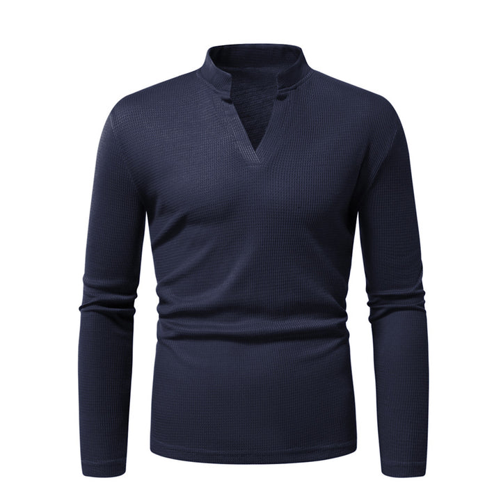 Herren Thermisches Waffel-Strickshirt mit Stehkragen und V‑Ausschnitt Echo Archiv