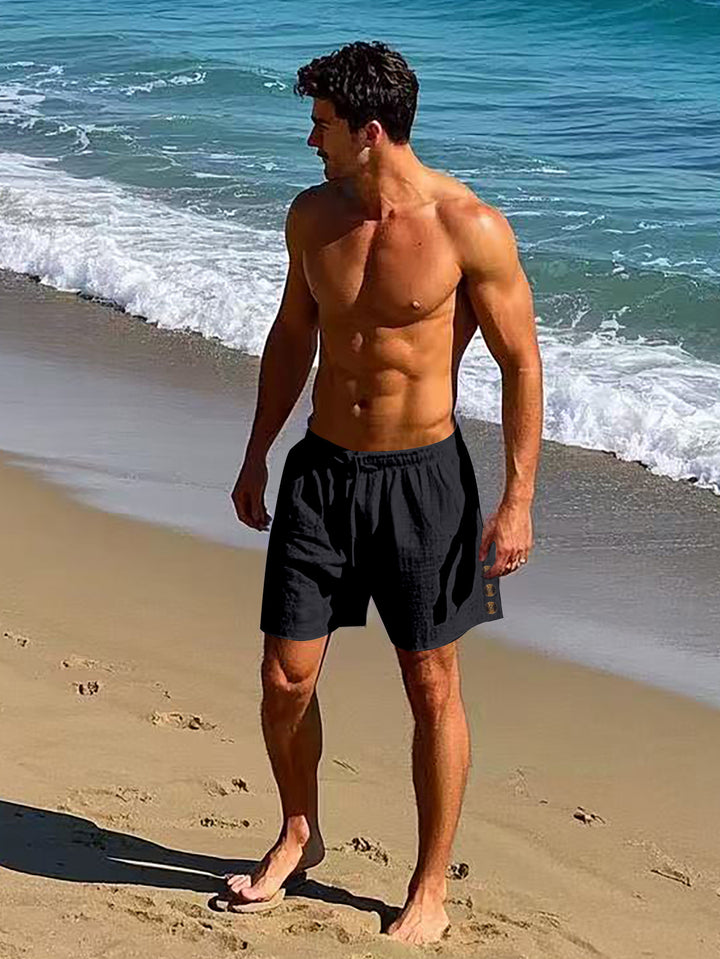 Herren lässige, atmungsaktive Strandshorts mit elastischem Bund und modernen Knopfdetails Echoarchiv