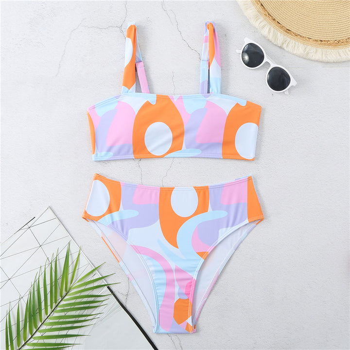 Damen Hochgeschnittener Bikini mit kreativen grafischen Musterdetails Echo Archiv