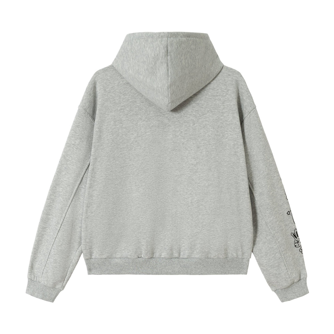 Damen Oversize-Kapuzenjacke mit Reißverschluss, hohem Kragen und grafischen Tattoo-Prints Echoarchiv