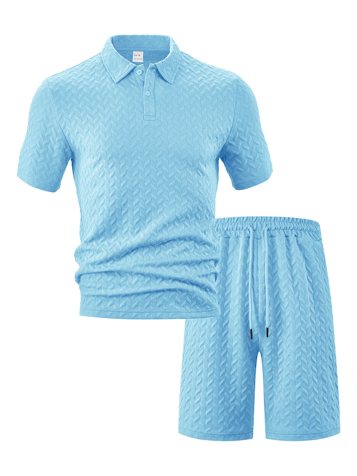 Herren elegantes Sport-Set mit strukturierter Oberfläche und bequemem Kurzarm-Polo Echoarchiv