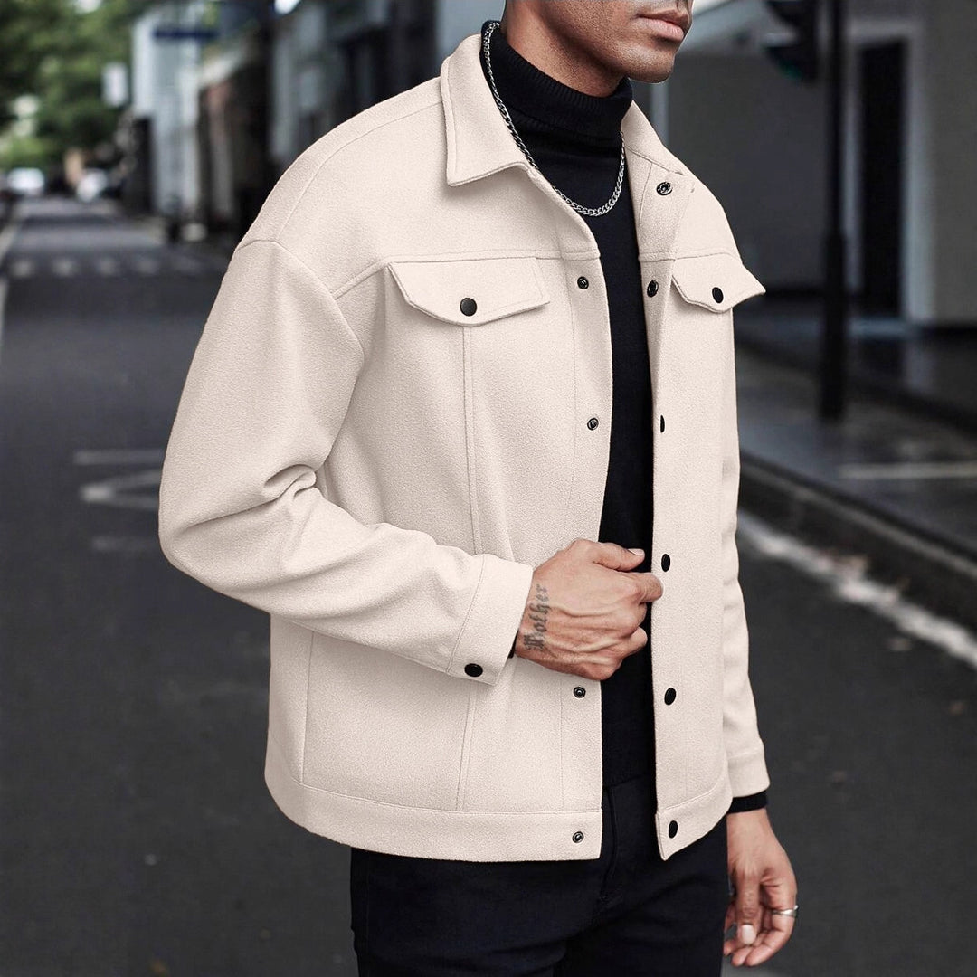 Herren modische Overshirt-Jacke mit praktischen Taschen und druckknopfverschluss Echoarchiv