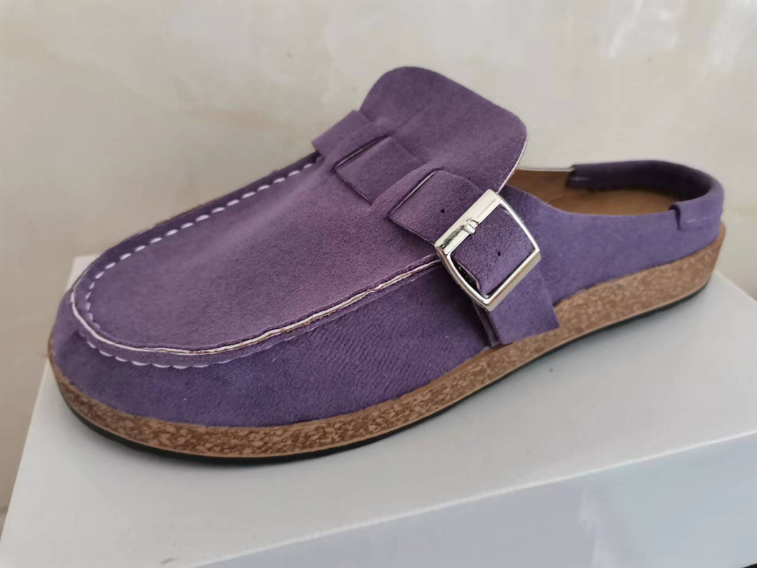 Damen Mokassin-Mule mit verstellbarer Schnalle und Kork-Plateau – Avérine