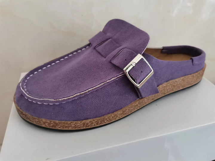 Damen Mokassin-Mule mit verstellbarer Schnalle und Kork-Plateau – Avérine