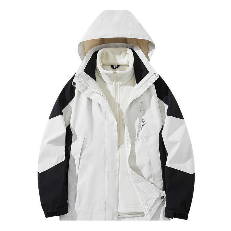 Herren Wasserabweisende zweilagige Trekkingjacke mit abnehmbarer Fleece-Innenjacke und Kapuze Echo Archiv