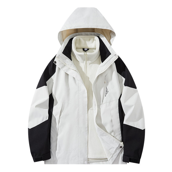 Herren Wasserabweisende zweilagige Trekkingjacke mit abnehmbarer Fleece-Innenjacke und Kapuze Echo Archiv