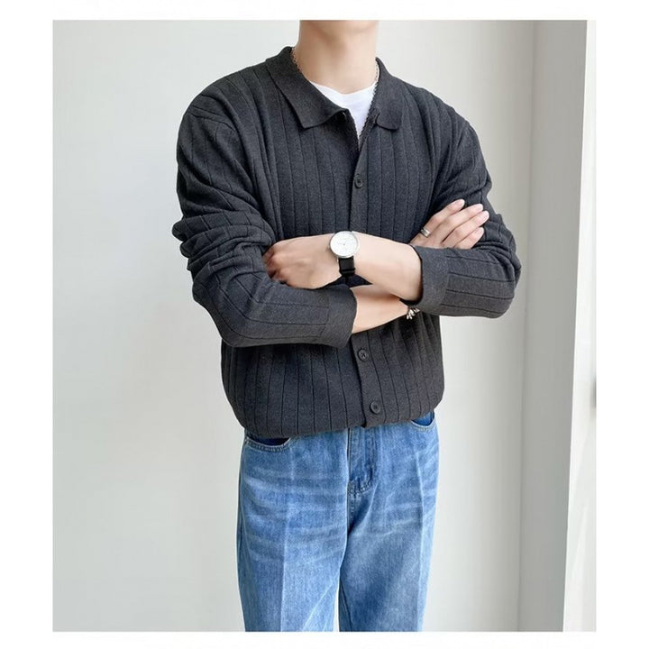 Herren Elegantes Langarm-Polohemd mit Struktur – Cavello